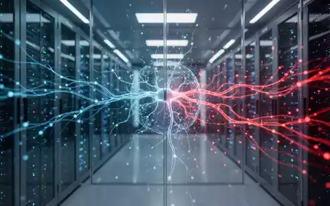 Abstrakte Darstellung eines digitalen Netzwerks mit leuchtenden Datenströmen als Symbol für KI-Sicherheitsrisiken. - Foto: über boerse-global.de