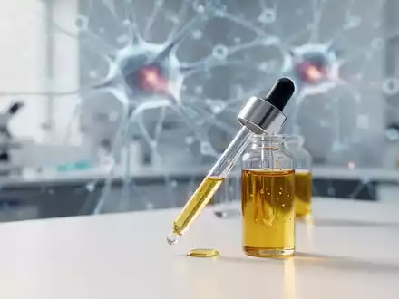 Eine Glasflasche mit Vitaminen auf einem sauberen Labortisch, symbolisch für die pränatale Nährstoffversorgung. - Foto: über boerse-global.de