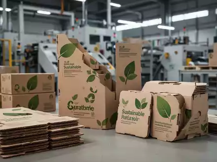 Nachhaltige Kartonverpackungen in einer industriellen Umgebung als Symbol für die neue EU-Verpackungsverordnung. - Foto: über boerse-global.de