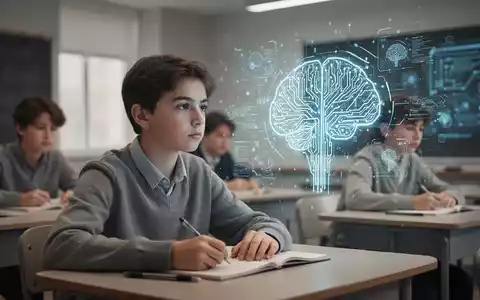 Ein Schüler blickt konzentriert auf eine digitale KI-Schnittstelle in einem modernen Unterrichtsraum. - Foto: über boerse-global.de