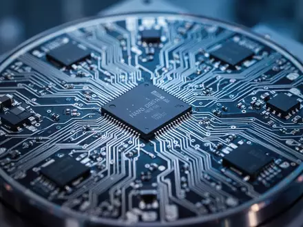 Makroaufnahme eines Silizium-NAND-Flash-Speicherwafers mit feinen Schaltkreismustern für Datenspeichertechnik. - Foto: über boerse-global.de