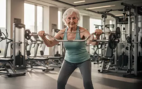 Eine sportlich aktive ältere Frau beim Krafttraining in einem hellen, modernen Fitnessstudio. - Foto: über boerse-global.de