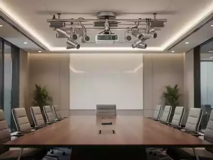 Moderne Deckenmikrofonanordnung in einem professionellen Firmenkonferenzraum. - Foto: über boerse-global.de