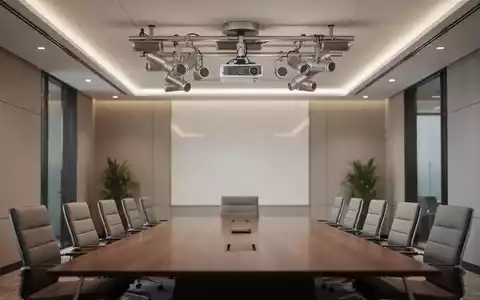 Moderne Deckenmikrofonanordnung in einem professionellen Firmenkonferenzraum. - Foto: über boerse-global.de