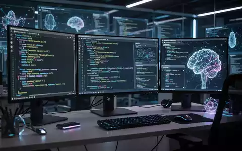 Ein Softwareentwickler arbeitet an einem modernen Arbeitsplatz mit komplexen KI-gestützten Quantencomputing-Codezeilen. - Foto: über boerse-global.de