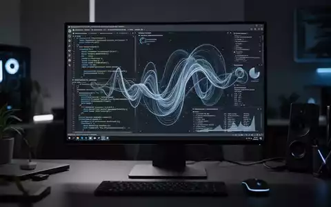Moderner, aufgeräumter Computerarbeitsplatz mit Monitor, der Datenvisualisierung und Systemoptimierungssoftware zeigt. - Foto: über boerse-global.de