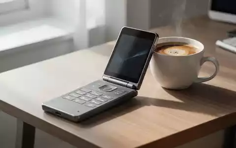 Ein minimalistisches Klapphandy liegt auf einem Holztisch in einer hellen, modernen Arbeitsumgebung. - Foto: über boerse-global.de