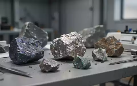 Nahaufnahme von mineralischen Erzproben auf einem geologischen Arbeitstisch in einer modernen Minenanlage. - Foto: über boerse-global.de