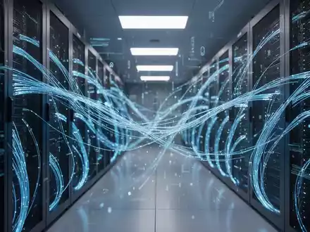 Abstrakte Darstellung von digitalen Datenströmen und Server-Infrastruktur als Symbol für die IT-Transformation. - Foto: über boerse-global.de