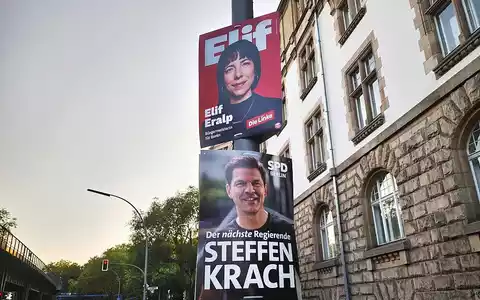 Wahlplakate mit Elif Eralp, Linke, und Steffen Krach, SPD am 04.08.2026 - Foto: via dts Nachrichtenagentur