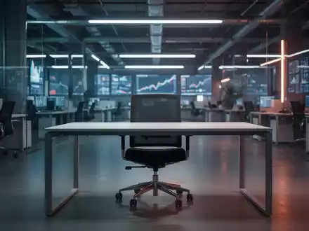 Ein leerer Schreibtisch in einem modernen Bürogebäude, der die angespannte Situation auf dem Ausbildungsmarkt symbolisiert. - Foto: über boerse-global.de