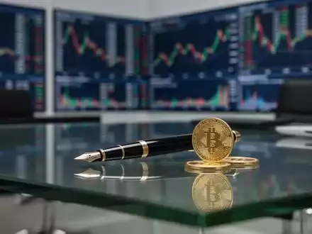 Ein moderner Schreibtisch in einem Büro mit verschwommenen Finanzdiagrammen im Hintergrund. - Foto: über boerse-global.de