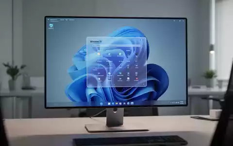 Eine moderne Windows 11 Benutzeroberfläche auf einem hochwertigen Monitor in einem minimalistischen Büro. - Foto: über boerse-global.de