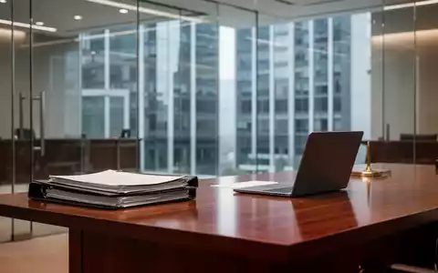 Professionelles juristisches Umfeld mit Ordnern und Laptop auf einem Konferenztisch, symbolisierend einen Unternehmensprozess zu Geschäftsgeheimnissen. - Foto: über boerse-global.de