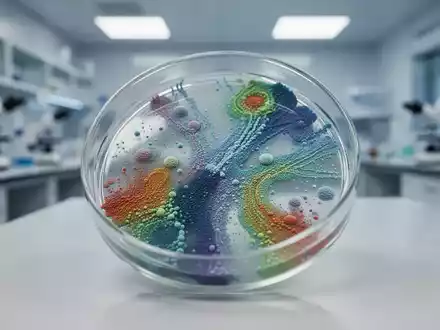 Mikroskopische Aufnahme von Bakterienkulturen in einer Laborumgebung zur Visualisierung des menschlichen Darmmikrobioms. - Foto: über boerse-global.de