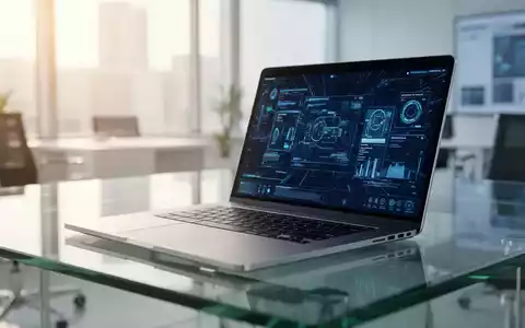 Hochwertiges professionelles Laptop auf einem sauberen Glastisch in einem modernen Büro. - Foto: über boerse-global.de