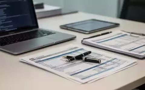 Modernes Büro-Schreibtisch-Setup mit Finanzunterlagen, Laptop und Stift zur Symbolisierung von steuerlicher Compliance. - Foto: über boerse-global.de