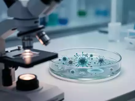 Mikroskopische Aufnahme von Bakterienkulturen in einem modernen medizinischen Labor zur Erforschung des Mikrobioms. - Foto: ĂĽber boerse-global.de