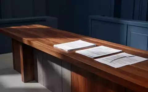 Abstrakte Darstellung eines Gerichtssaals mit Fokus auf juristische Dokumente und eine moderne, seriöse Atmosphäre. - Foto: über boerse-global.de