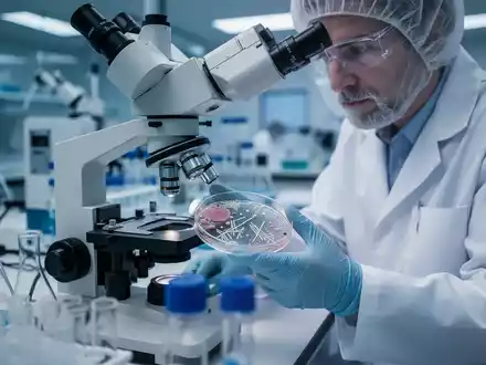 Wissenschaftler bei der mikrobiologischen Analyse von Bakterienkulturen in einem modernen Labor. - Foto: über boerse-global.de