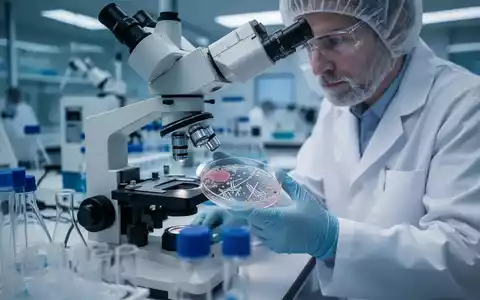 Wissenschaftler bei der mikrobiologischen Analyse von Bakterienkulturen in einem modernen Labor. - Foto: über boerse-global.de