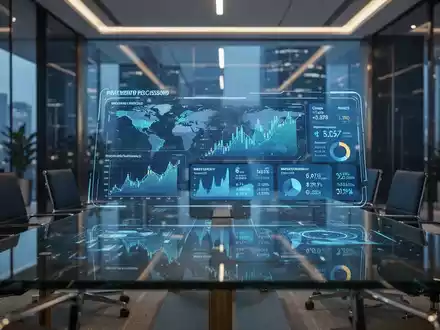 Modernes Finanzbüro mit digitalen Datenvisualisierungen zu Unternehmensfusionen und Markttrends. - Foto: über boerse-global.de