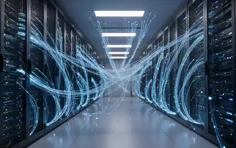 Moderner Serverraum mit leuchtenden Glasfaserkabeln, die Cloud-Computing- und KI-Infrastruktur darstellen. - Foto: über boerse-global.de