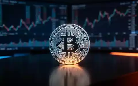 Eine glĂ€nzende Bitcoin-MĂŒnze auf einer dunklen, reflektierenden OberflĂ€che vor unscharfen Finanzdiagrammen. - Foto: ĂŒber boerse-global.de