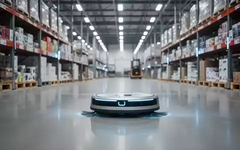 Ein autonomer Reinigungsroboter navigiert durch ein modernes, helles Logistikzentrum oder Einzelhandelsgeschäft. - Foto: über boerse-global.de