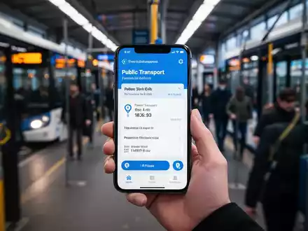 Ein Smartphone zeigt eine digitale Ticket-App für den öffentlichen Nahverkehr in einer modernen Bahnhofsumgebung. - Foto: über boerse-global.de