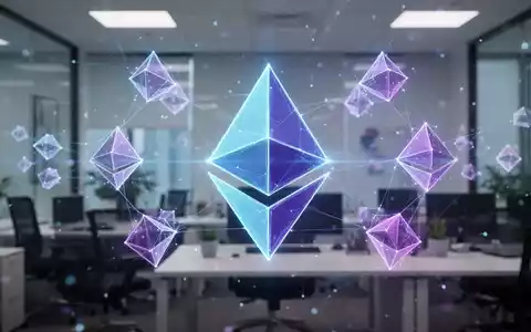Abstrakte digitale Darstellung des Ethereum-Netzwerks mit leuchtenden Knotenpunkten und Verbindungen. - Foto: über boerse-global.de