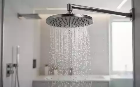 Moderne, wassersparende Duschbrause in einem minimalistischen Badezimmer mit feinem Wasserstrahl. - Foto: über boerse-global.de