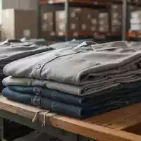 Ordentlich gestapelte Kleidung in einem Lagerhaus als Symbol für nachhaltige Kreislaufwirtschaft und Textilrecycling. - Foto: über boerse-global.de