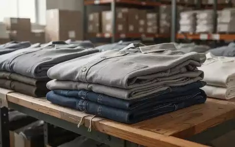 Ordentlich gestapelte Kleidung in einem Lagerhaus als Symbol für nachhaltige Kreislaufwirtschaft und Textilrecycling. - Foto: über boerse-global.de