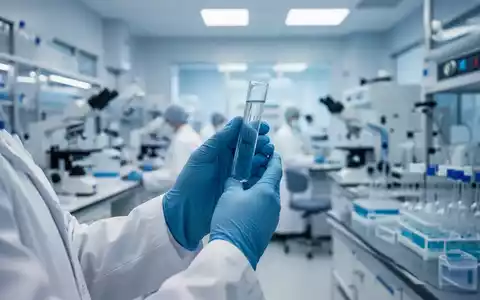 Ein Forscher in einem modernen Labor hält ein medizinisches Fläschchen vor einem verschwommenen Hintergrund. - Foto: über boerse-global.de