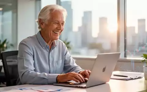 Ein älterer Mensch arbeitet konzentriert und zufrieden an einem Laptop in einem modernen Büro. - Foto: über boerse-global.de