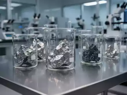 Nahaufnahme von Mineralproben in einem modernen Industrielabor bei der wissenschaftlichen Analyse. - Foto: über boerse-global.de