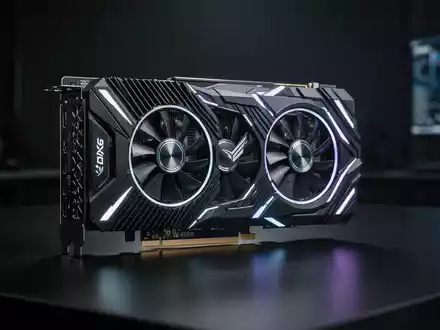 Hochwertige Grafikkarte auf reflektierender Oberfläche, repräsentiert neueste GPU-Hardware-Technologie. - Foto: über boerse-global.de