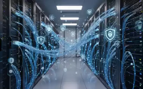 Leuchtende digitale Sicherheitsknoten und Serverkabel, die KI-Cybersicherheitsrisiken und Netzwerkinfrastruktur darstellen. - Foto: über boerse-global.de