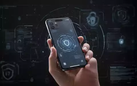 Ein Smartphone in der Hand eines jungen Erwachsenen vor einem digitalen Hintergrund, der Cybersicherheit symbolisiert. - Foto: über boerse-global.de