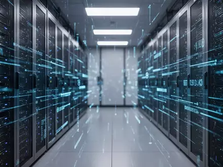 Moderne Serveranlage mit digitalen Datenströmen als Symbol für Cybersicherheit in der Finanzbranche. - Foto: über boerse-global.de