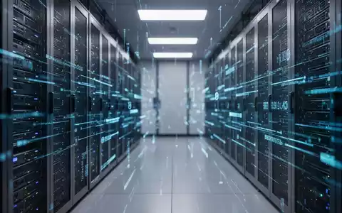 Moderne Serveranlage mit digitalen Datenströmen als Symbol für Cybersicherheit in der Finanzbranche. - Foto: über boerse-global.de