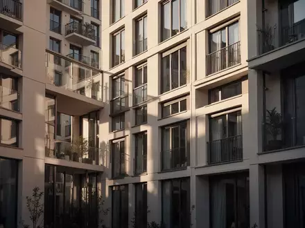 Moderne Wohnhausfassade in Berlin als Symbol für die politische Debatte um die Vergesellschaftung von Immobilien. - Foto: über boerse-global.de
