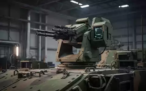 Ein hochmodernes R400-Waffensystem auf einem Militärfahrzeug in einer professionellen Industrieumgebung. - Foto: über boerse-global.de