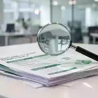 Eine Lupe liegt auf Dokumenten zur Nachhaltigkeitsberichterstattung auf einem modernen Schreibtisch. - Foto: über boerse-global.de