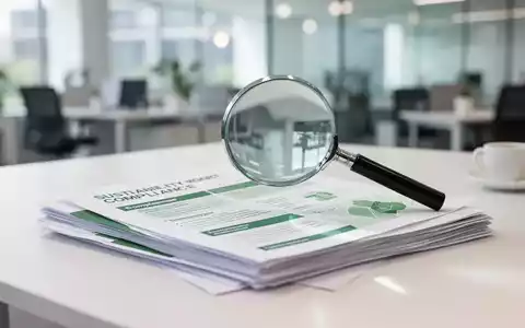 Eine Lupe liegt auf Dokumenten zur Nachhaltigkeitsberichterstattung auf einem modernen Schreibtisch. - Foto: über boerse-global.de