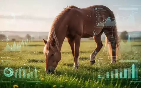 Ein gesundes Pferd auf einer grünen Weide, das die digitale Überwachung der Tiergesundheit symbolisiert. - Foto: über boerse-global.de