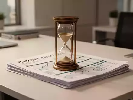 Eine Sanduhr auf Finanzdokumenten als Symbol für die Rentenvorsorge und Zeitplanung. - Foto: über boerse-global.de
