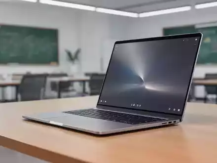 Ein schlankes modernes Laptop auf einem Schreibtisch, das den Wettbewerbswechsel im PC-Markt symbolisiert. - Foto: über boerse-global.de