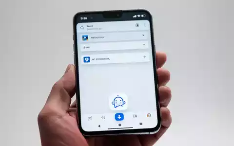 Ein Smartphone zeigt das neue Chrome-Design für Android mit einer unteren Navigationsleiste und einem integrierten Gemini-KI-Symbol. - Foto: über boerse-global.de